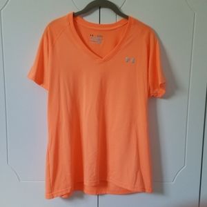 Under Armour Heatgear V-Neck T-shirt XL Neon Peach